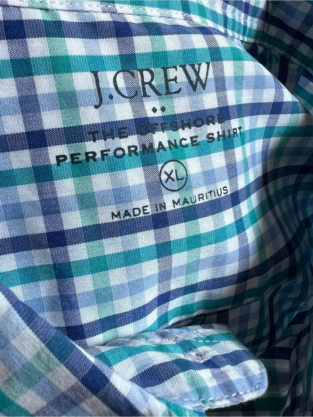 J. Crew Blue, Green and White Plaid Button-Down Shirt Size XL